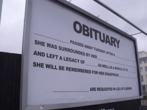 Obituary billboard