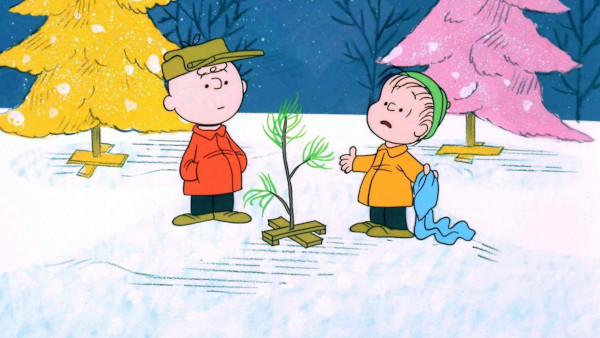 Charlie Brown and Linus at the Christmas tree lot.  From "A Charlie Brown Christmas."