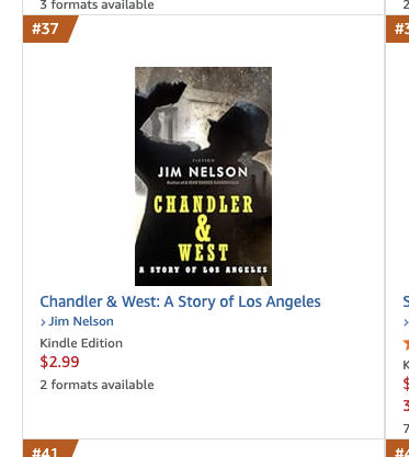 Screenshot of "Chandler & West" at #37 on Amazon's Biographical Literary Fiction bestseller chart.